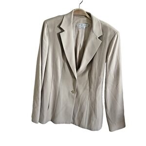 Garfield & Marks Blazer Size 12 Tan Jacket Classic Professional Business Casual